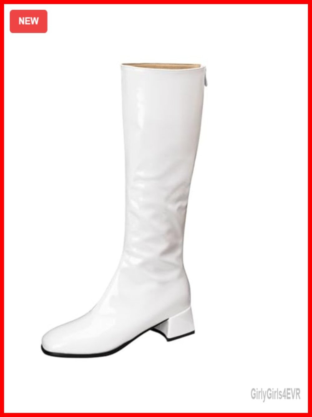 Women's Faux Leather Knee-High Gogo Boots Chunky Block Heel Back Zipper